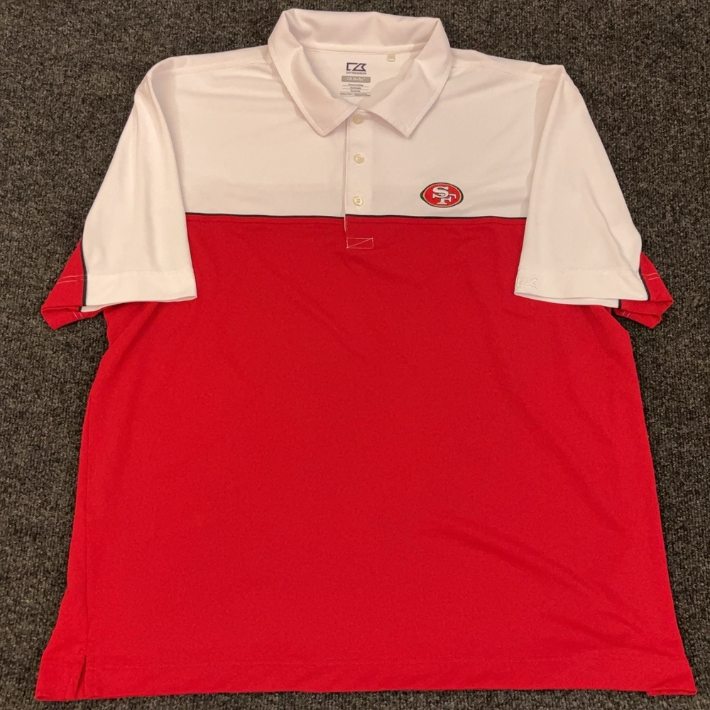 San Francisco 49ers Shirt Mens 3XL Red White NFL Football Cutter & Buck Polo